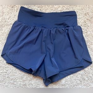 Women's Blue Athletic Shorts with biker shorts inside